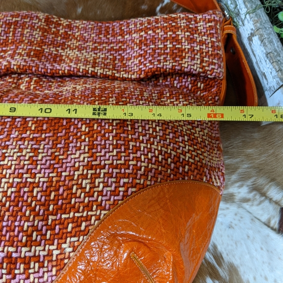 Jana Feifer Orange Pink Tweed Hobo Shoulder Bag - Picture 4 of 12